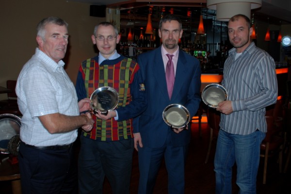 Club Treasurer Larry Power presenting awards to the 2009 All-Ireland Veteran Team Champions.