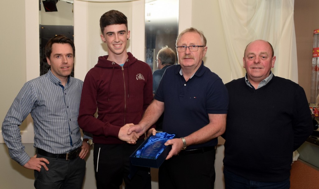 Youth sports star of the year award went to Cathal Purcell who is pictured with L-R Chairman John Dempsey, Bobby Sheehan and Paul Lonergan.